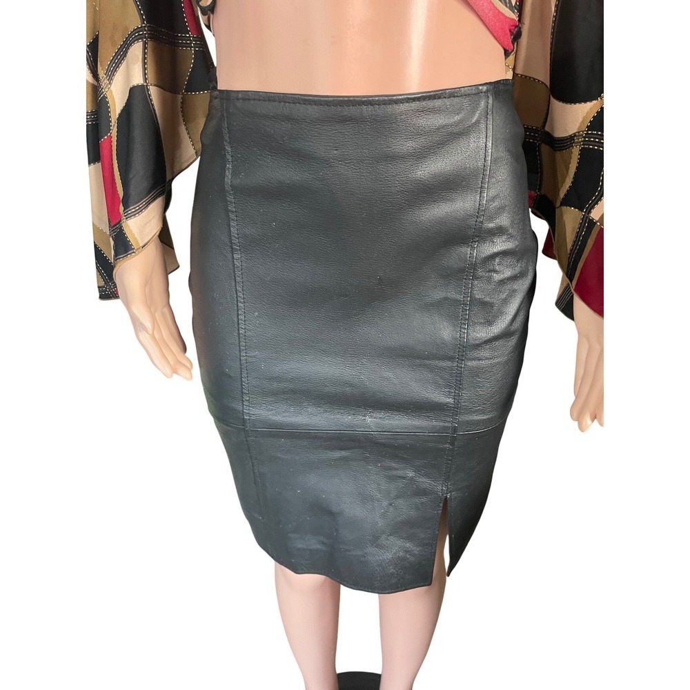 KC‎ Originals Black Leather Pencil Skirt 8 High Waist Classic Chic Closet Staple